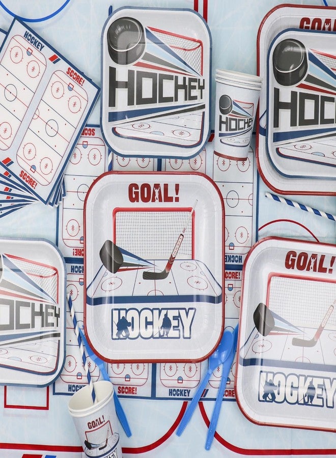 PTECDROTS 162Pcs Hockey Party Decorations - Including Hockey Theme Plates, Napkins, Cups, Birthday Banner for Ice Hockey Party Decoration Kids Party Supplies, Serve 20 - Image 3